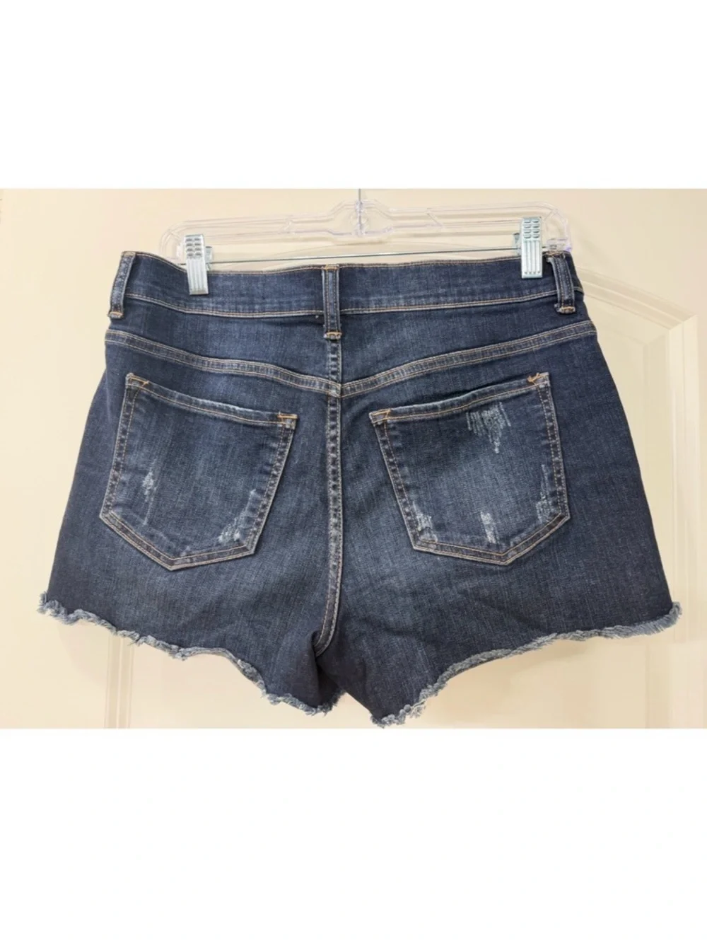 Like New, Never Worn...Harper Dark Blue Frayed Hem Denim Shorts - Picture 2 of 4